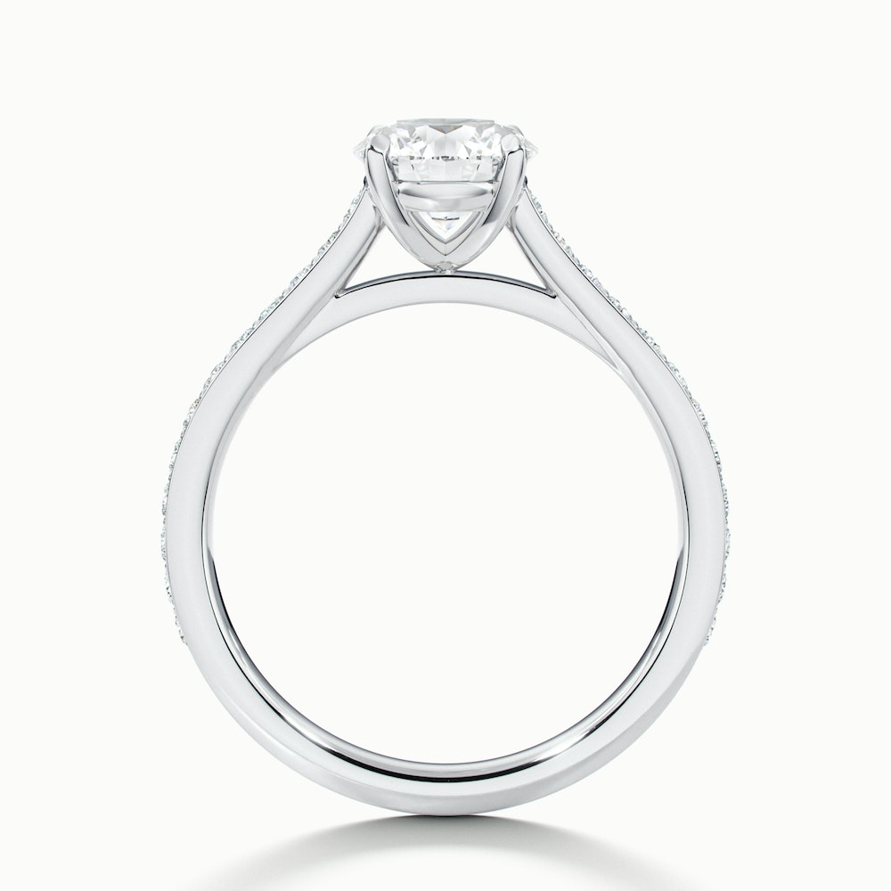 Mira 5 Carat Round Solitaire Pave Moissanite Engagement Ring in 10k White Gold