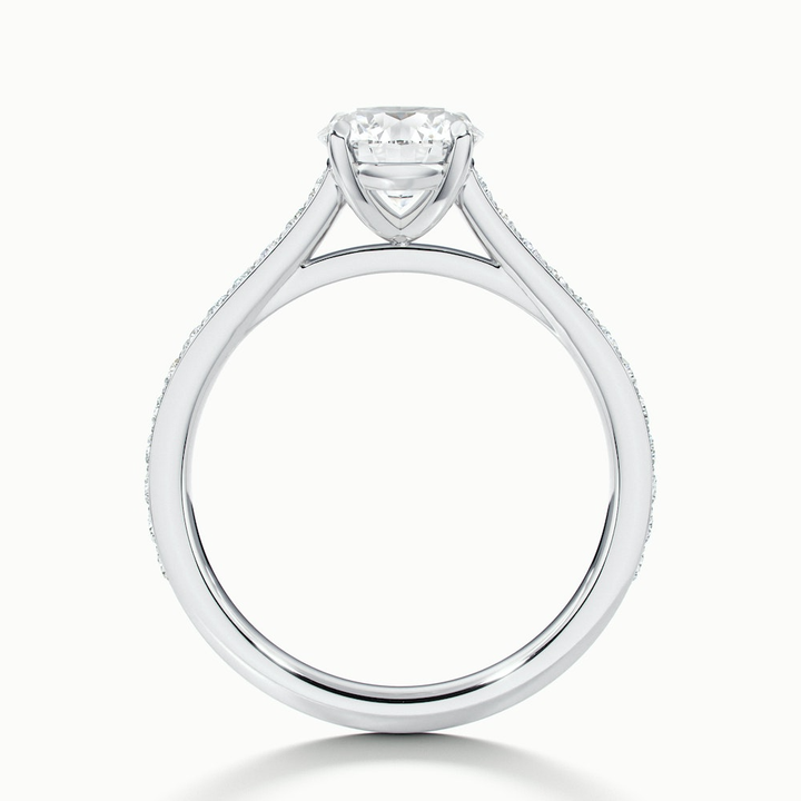 Sofia 2 Carat Round Solitaire Pave Lab Grown Diamond Ring in 14k White Gold