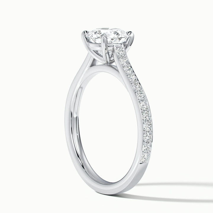 Mira 1 Carat Round Solitaire Pave Moissanite Engagement Ring in 10k White Gold