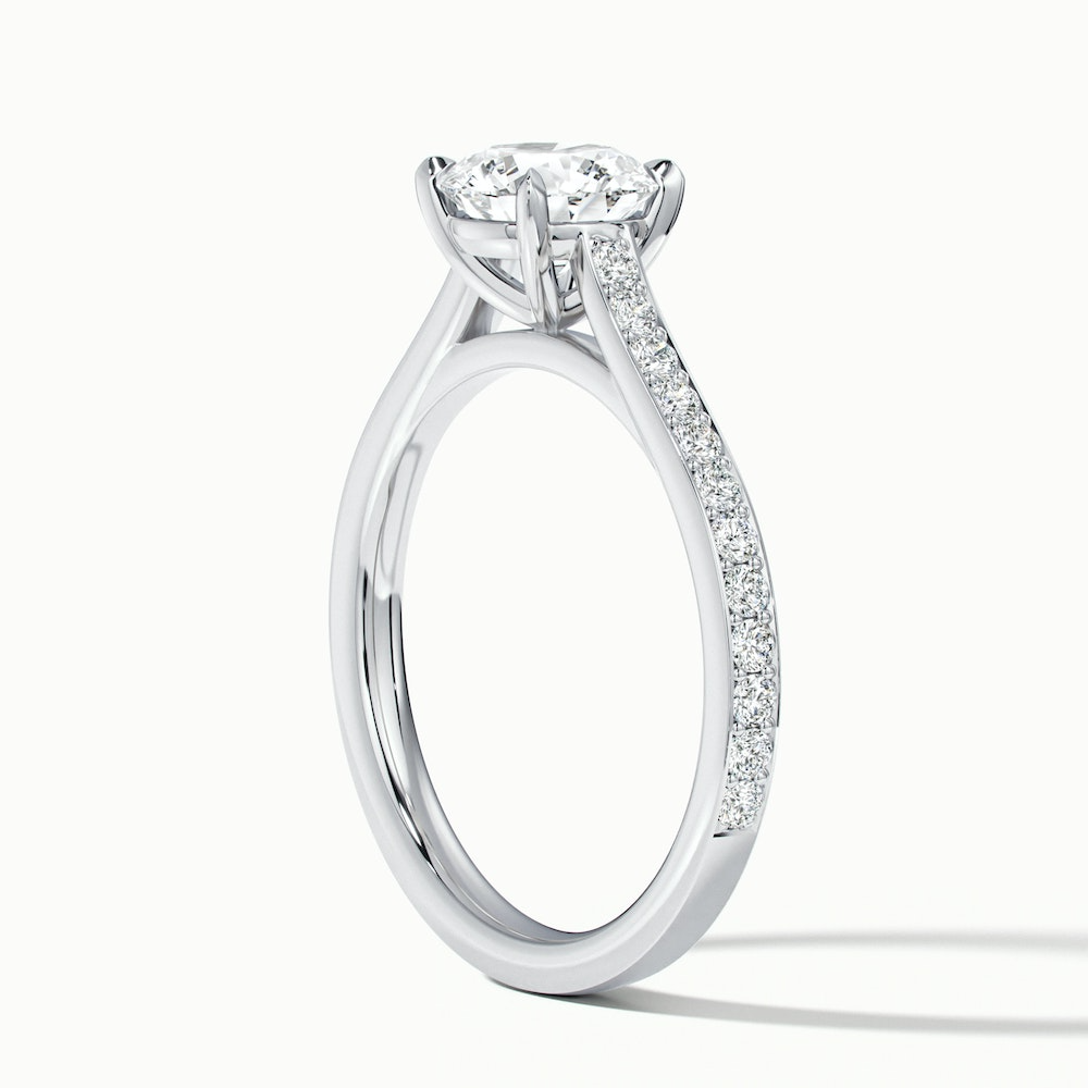Mira 3 Carat Round Solitaire Pave Moissanite Engagement Ring in 10k White Gold