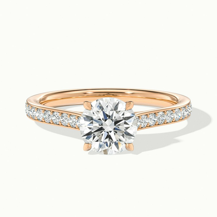 Sofia 3 Carat Round Solitaire Pave Lab Grown Diamond Ring in 10k Rose Gold