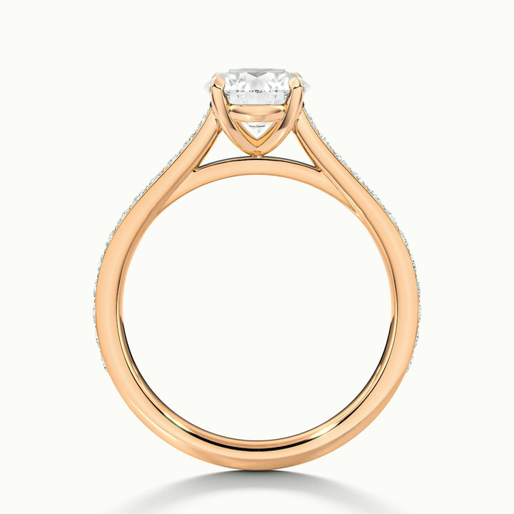 Sofia 3 Carat Round Solitaire Pave Lab Grown Diamond Ring in 10k Rose Gold