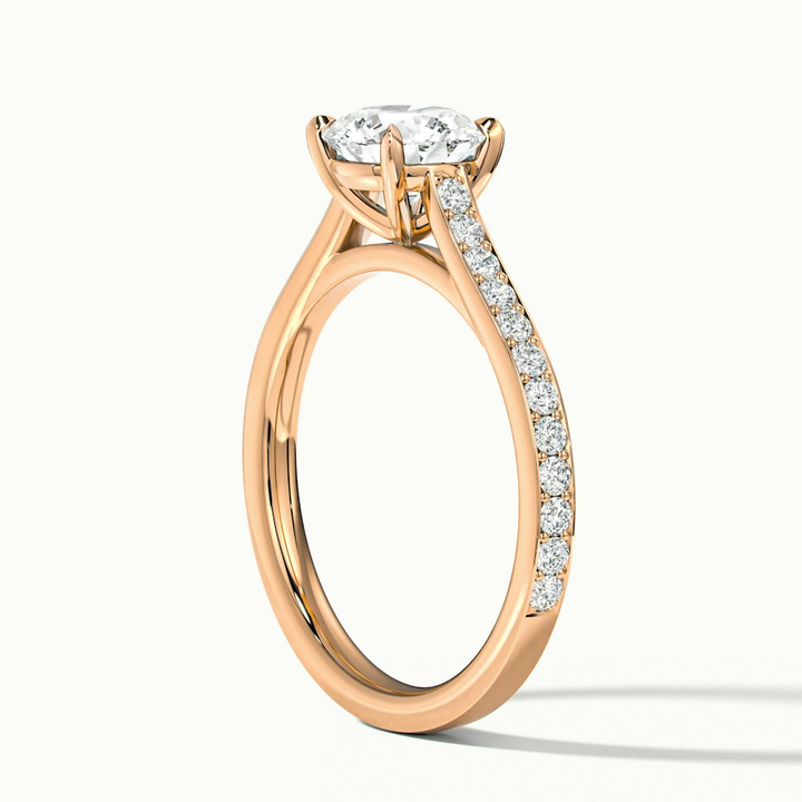 Sofia 1 Carat Round Solitaire Pave Lab Grown Diamond Ring in 10k Rose Gold