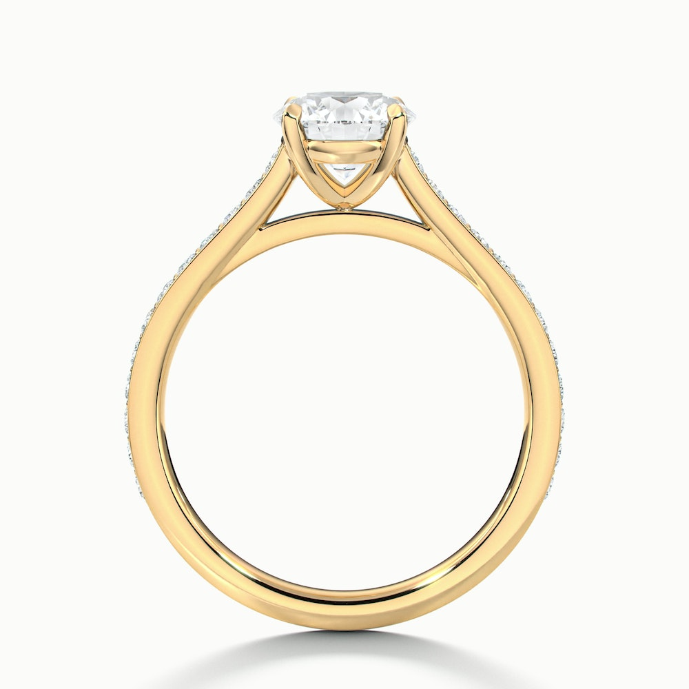 Mira 2 Carat Round Solitaire Pave Moissanite Engagement Ring in 10k Yellow Gold