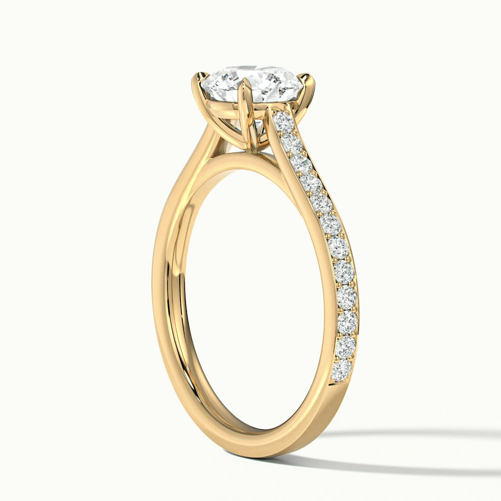 Mira 2 Carat Round Solitaire Pave Moissanite Engagement Ring in 10k Yellow Gold