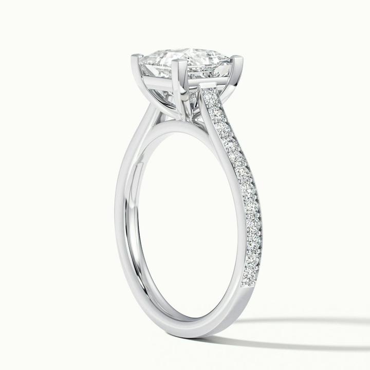 Pearl 5 Carat Princess Cut Solitaire Pave Lab Grown Diamond Ring in 10k White Gold