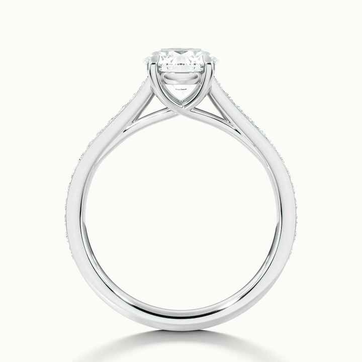 Elma 1 Carat Round Solitaire Pave Lab Grown Diamond Ring in 14k White Gold