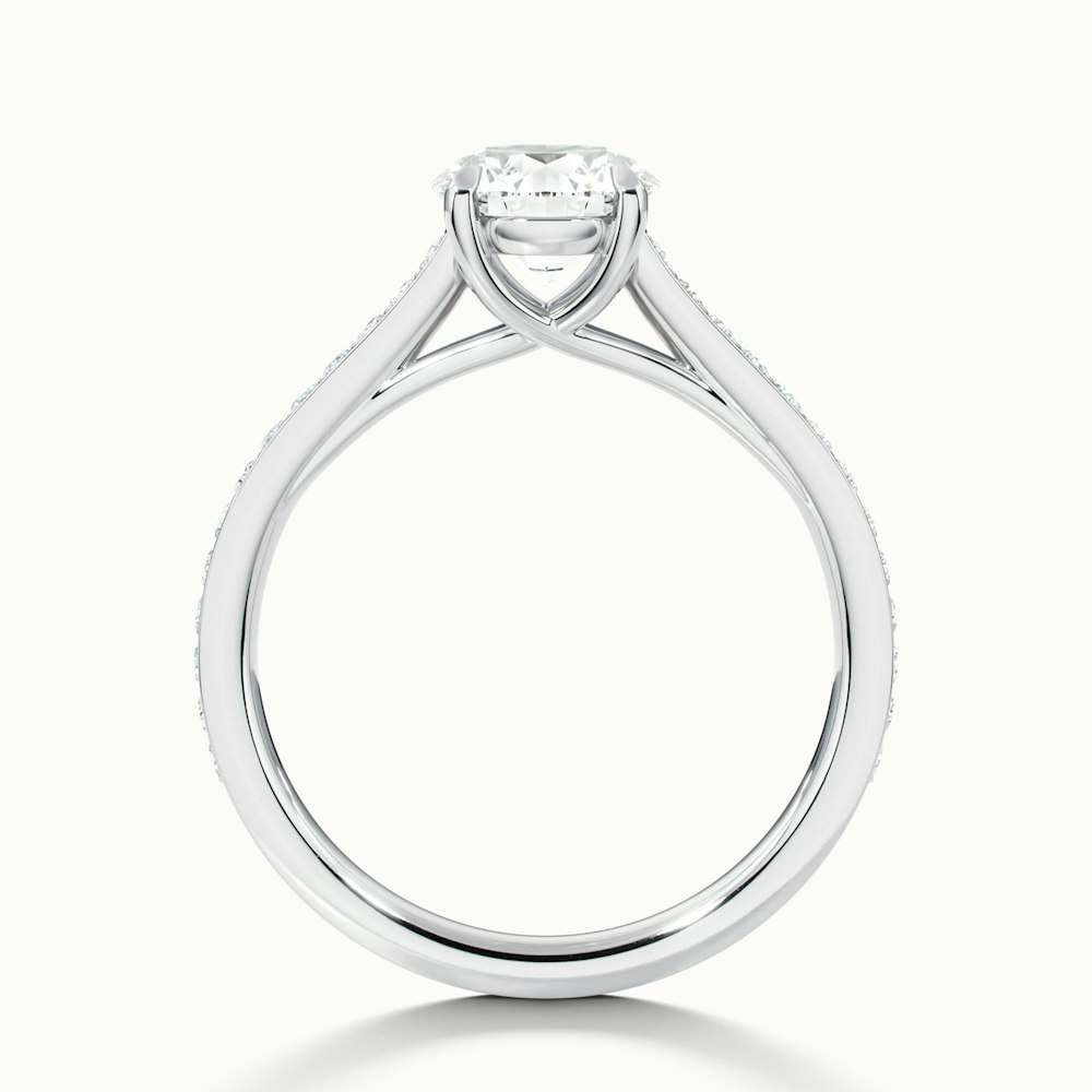Kate 3 Carat Round Solitaire Pave Moissanite Engagement Ring in 10k White Gold