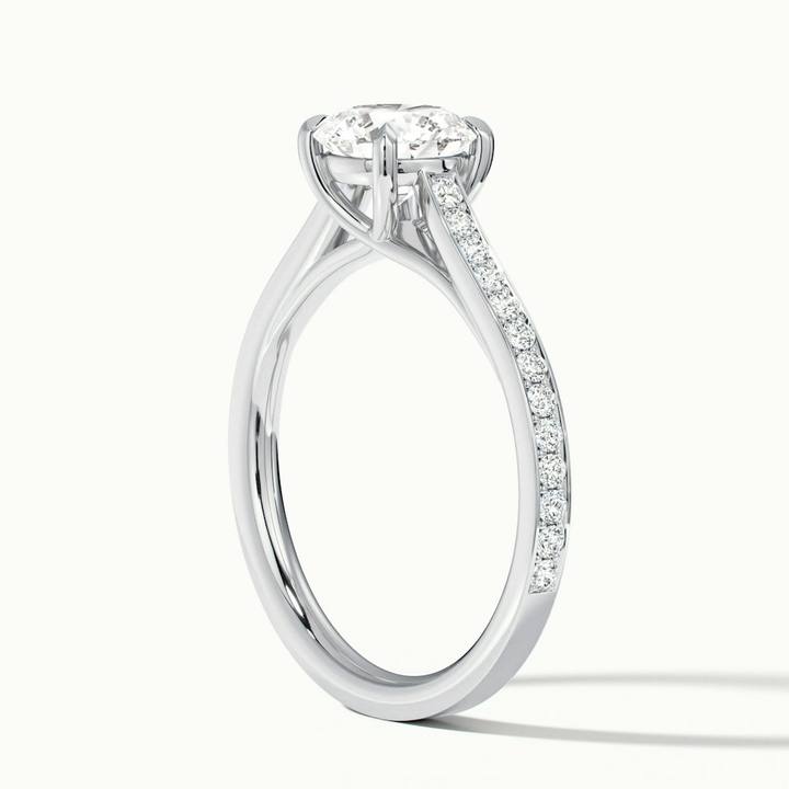 Elma 2 Carat Round Solitaire Pave Lab Grown Diamond Ring in 14k White Gold