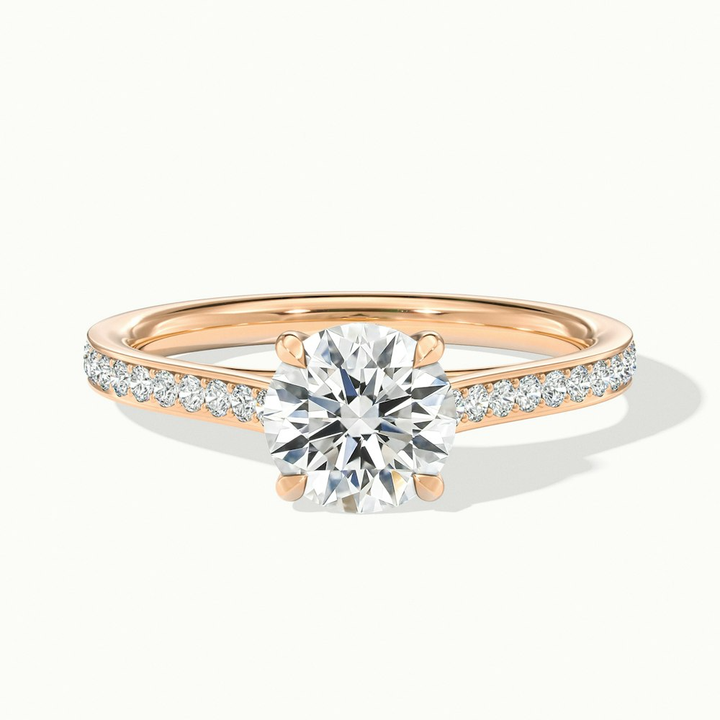 Elma 3 Carat Round Solitaire Pave Lab Grown Diamond Ring in 10k Rose Gold