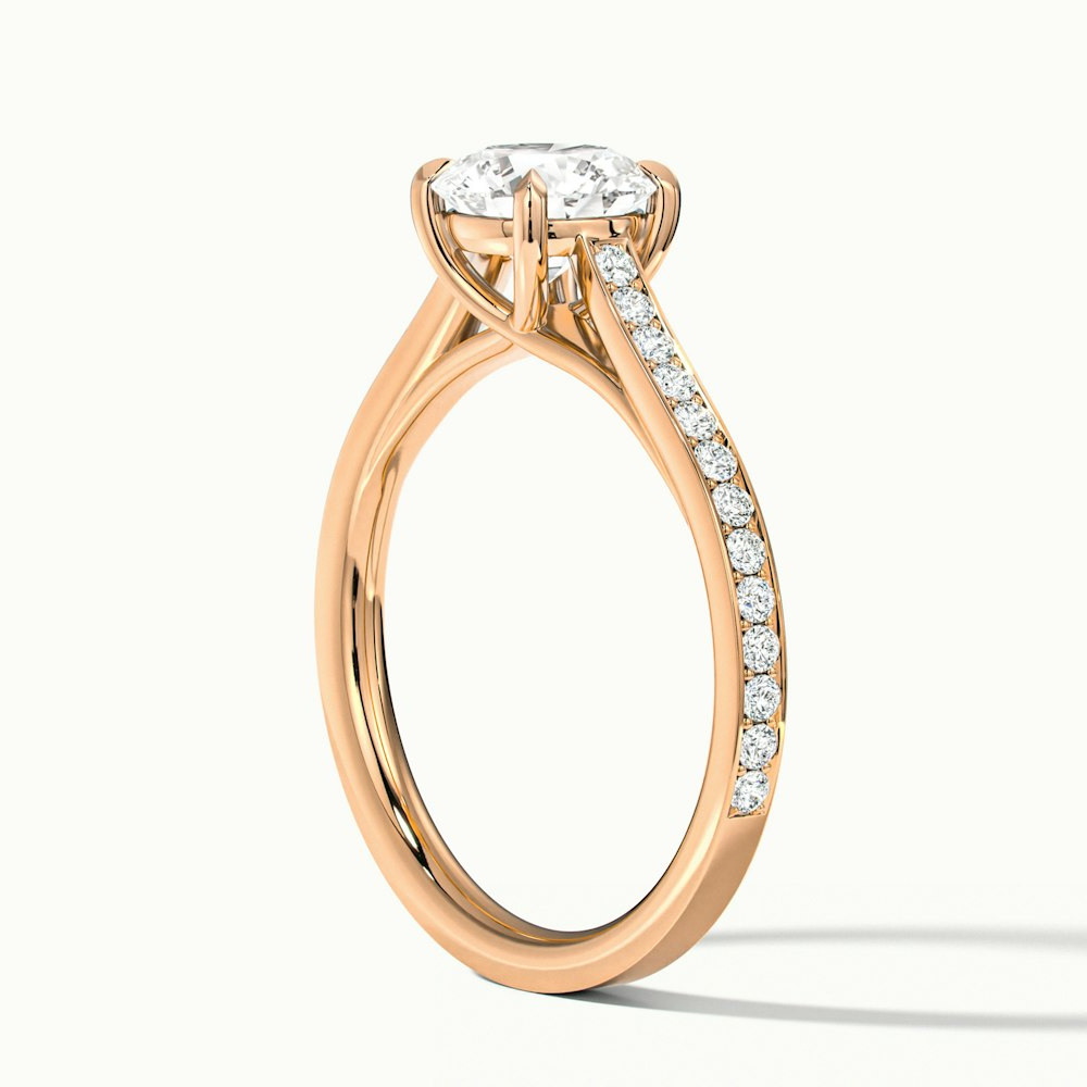 Elma 3 Carat Round Solitaire Pave Lab Grown Diamond Ring in 10k Rose Gold