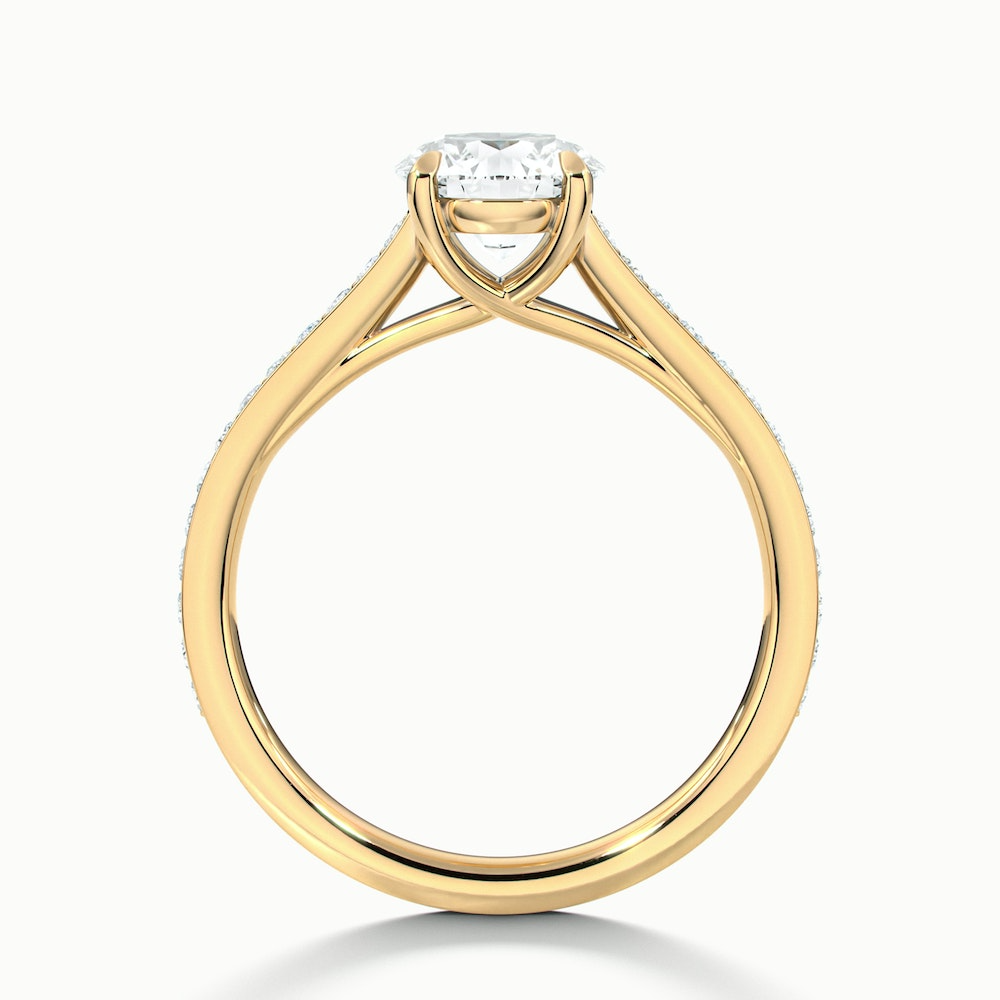 Kate 1 Carat Round Solitaire Pave Moissanite Engagement Ring in 10k Yellow Gold