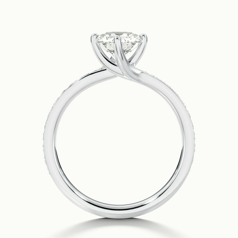 Faye 4 Carat Round Solitaire Pave Moissanite Engagement Ring in 10k White Gold