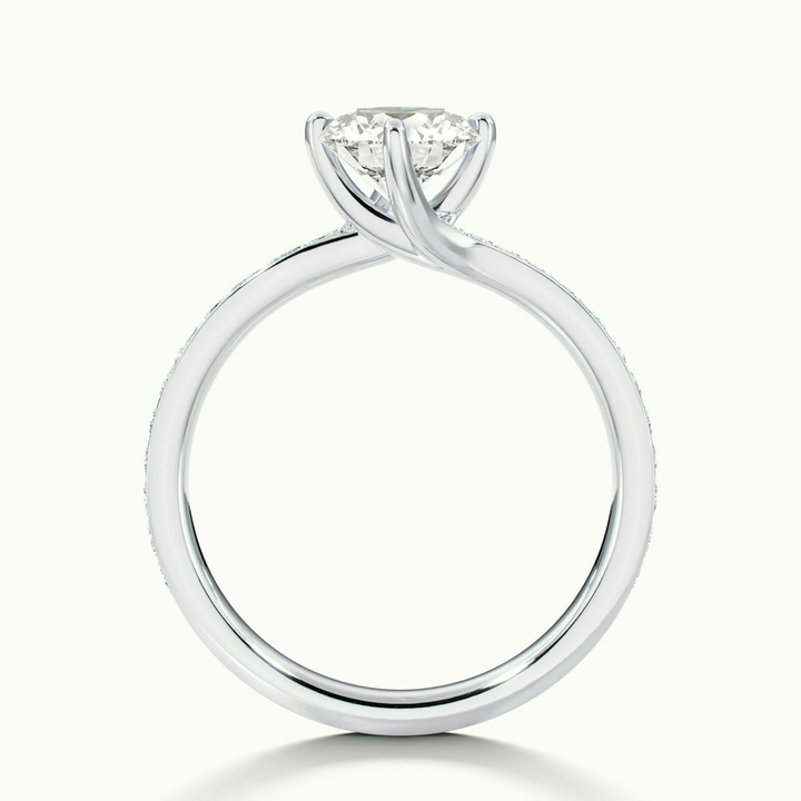 Faye 1 Carat Round Solitaire Pave Moissanite Engagement Ring in 10k White Gold
