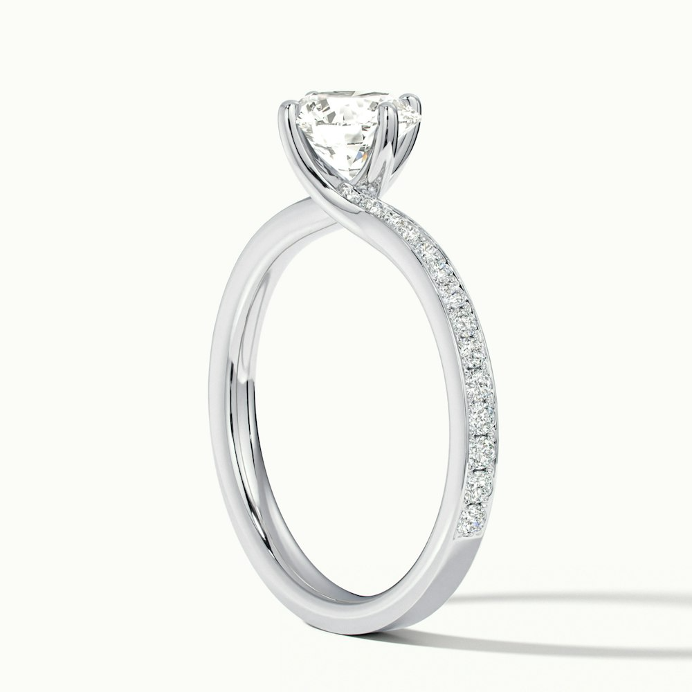 Faye 4 Carat Round Solitaire Pave Moissanite Engagement Ring in 10k White Gold