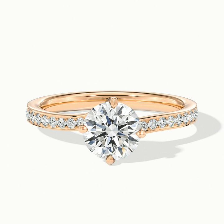 Faye 5 Carat Round Solitaire Pave Moissanite Engagement Ring in 18k Rose Gold
