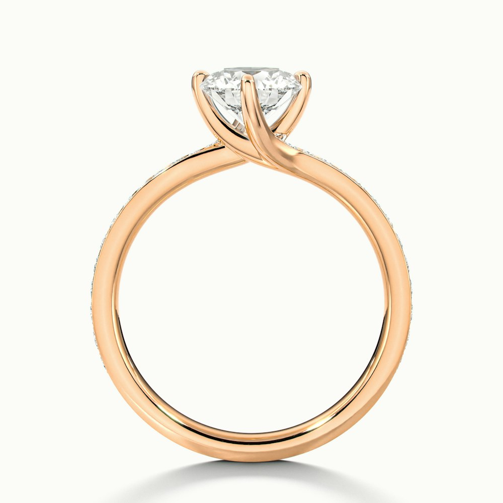 Enni 3 Carat Round Solitaire Pave Lab Grown Diamond Ring in 10k Rose Gold