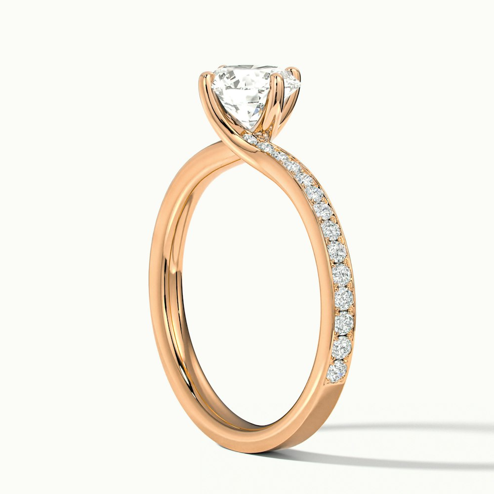 Enni 3 Carat Round Solitaire Pave Lab Grown Diamond Ring in 10k Rose Gold