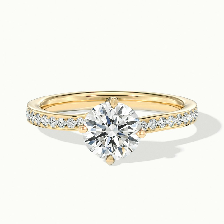 Enni 1 Carat Round Solitaire Pave Lab Grown Diamond Ring in 10k Yellow Gold