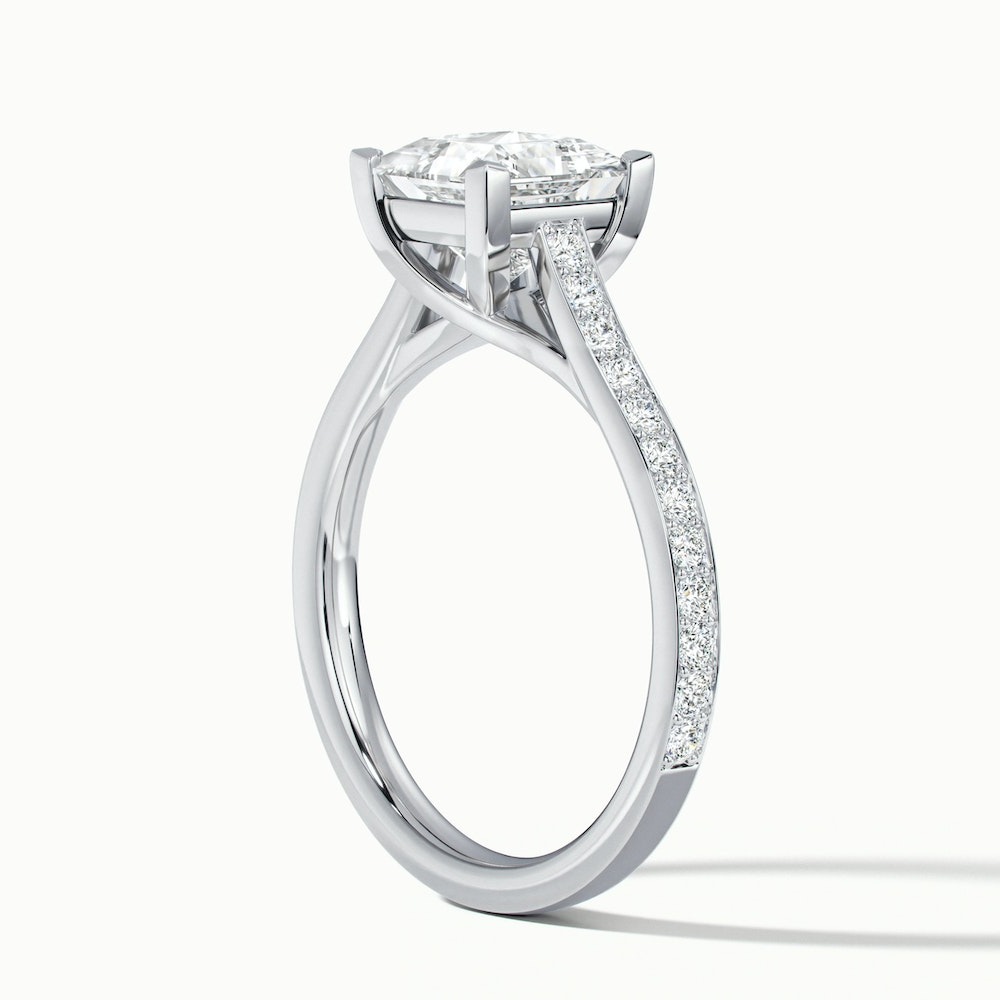 Tia 5 Carat Princess Cut Solitaire Pave Moissanite Engagement Ring in 10k White Gold