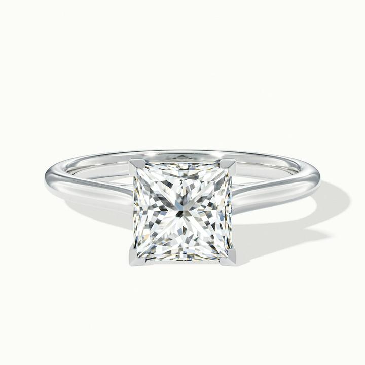 Lux 1 Carat Princess Cut Solitaire Moissanite Engagement Ring in 10k White Gold