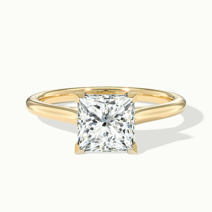 Lux 2 Carat Princess Cut Solitaire Moissanite Engagement Ring in 10k Yellow Gold