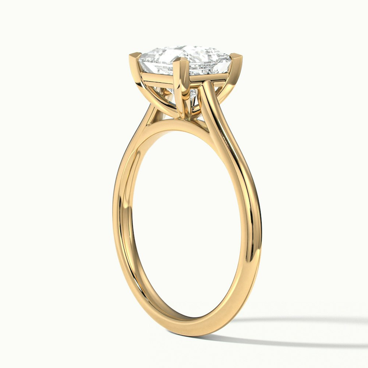 Lux 2 Carat Princess Cut Solitaire Moissanite Engagement Ring in 10k Yellow Gold