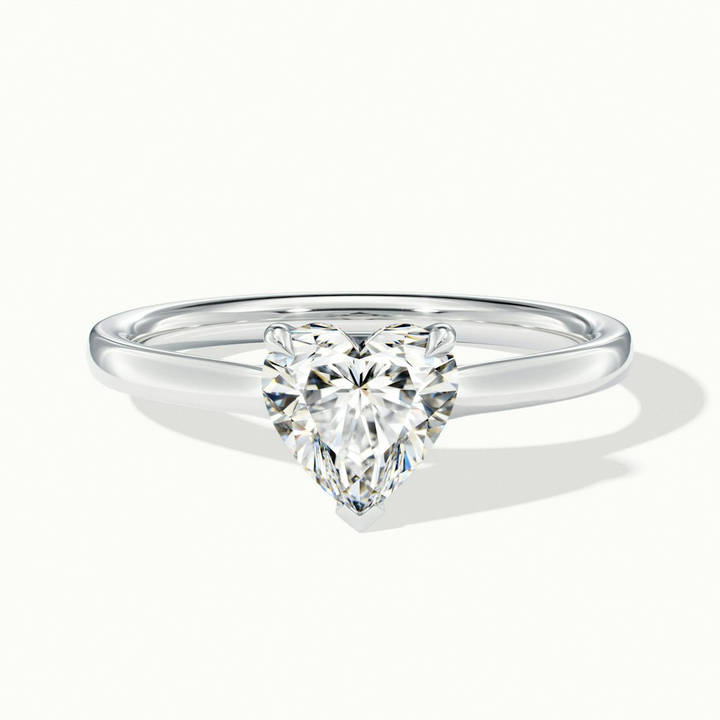 Esha 1 Carat Heart Shaped Solitaire Lab Grown Diamond Ring in 14k White Gold