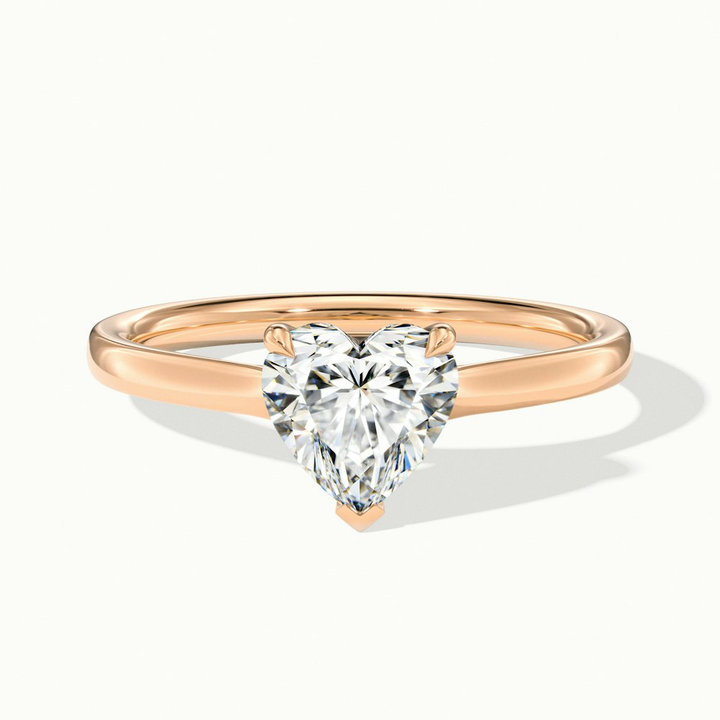 Mia 3 Carat Heart Shaped Solitaire Moissanite Engagement Ring in 10k Rose Gold