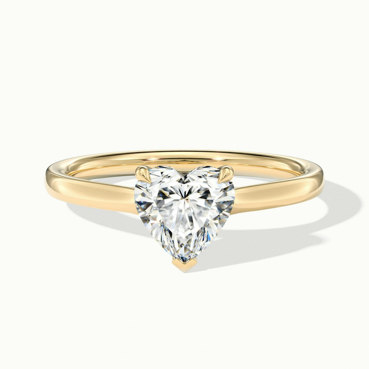 Esha 3 Carat Heart Shaped Solitaire Lab Grown Diamond Ring in 10k Yellow Gold