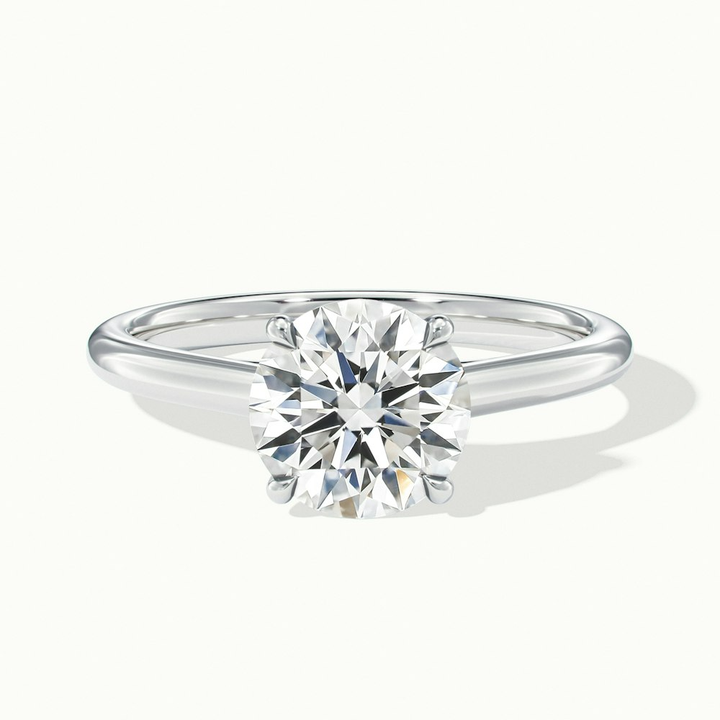Zara 1 Carat Round Solitaire Moissanite Engagement Ring in 14k White Gold