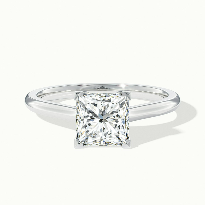 Kai 3 Carat Princess Cut Solitaire Moissanite Engagement Ring in 10k White Gold