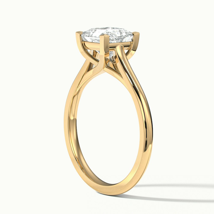 Amaya 3 Carat Princess Cut Solitaire Lab Grown Diamond Ring in 10k Yellow Gold