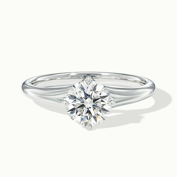 Nelli 5 Carat Round Cut Solitaire Lab Grown Diamond Ring in 10k White Gold