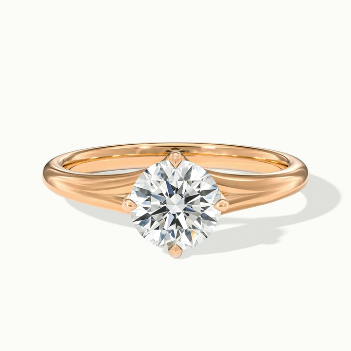 Nelli 2 Carat Round Cut Solitaire Lab Grown Diamond Ring in 10k Rose Gold