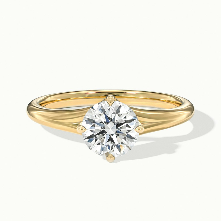 Joy 2.5 Carat Round Cut Solitaire Moissanite Engagement Ring in 10k Yellow Gold