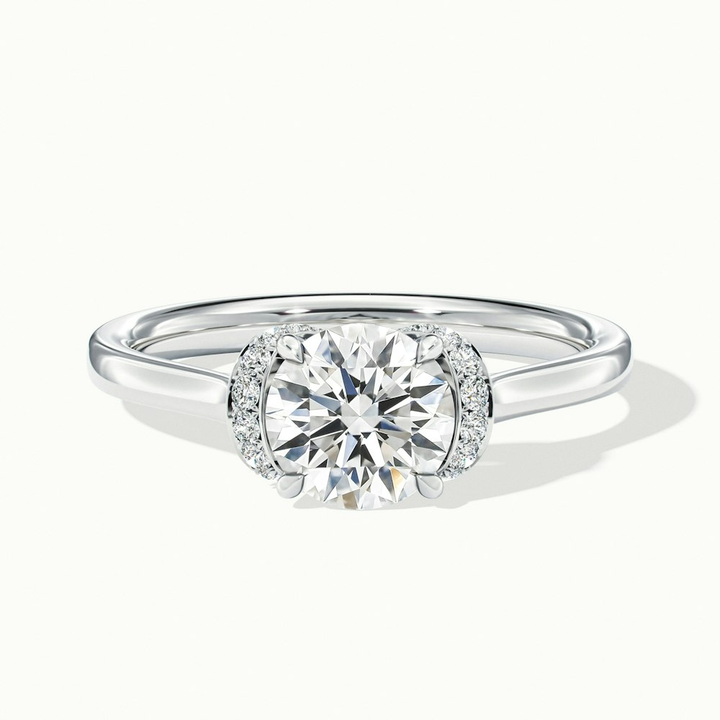 Lux 2 Carat Round Solitaire Garland Pave Lab Grown Engagement Ring in 10k White Gold