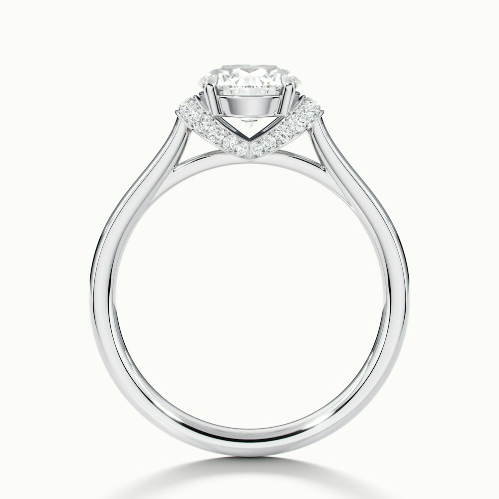 Lux 1 Carat Round Solitaire Garland Pave Lab Grown Engagement Ring in 10k White Gold