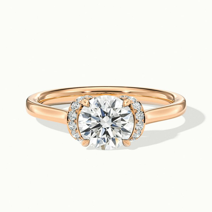 Lux 3 Carat Round Solitaire Garland Pave Lab Grown Engagement Ring in 10k Rose Gold