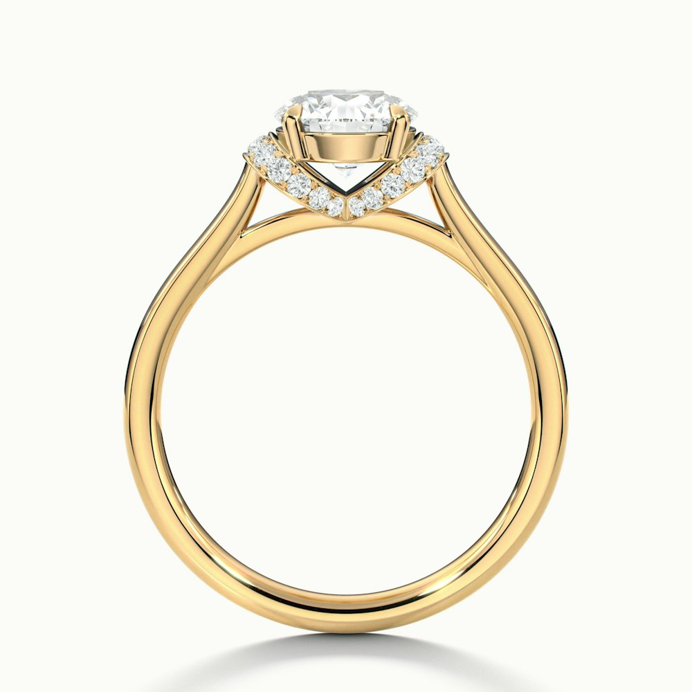 Lux 1 Carat Round Solitaire Garland Pave Lab Grown Engagement Ring in 10k Yellow Gold