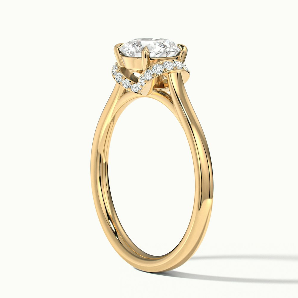 Lux 1 Carat Round Solitaire Garland Pave Lab Grown Engagement Ring in 10k Yellow Gold