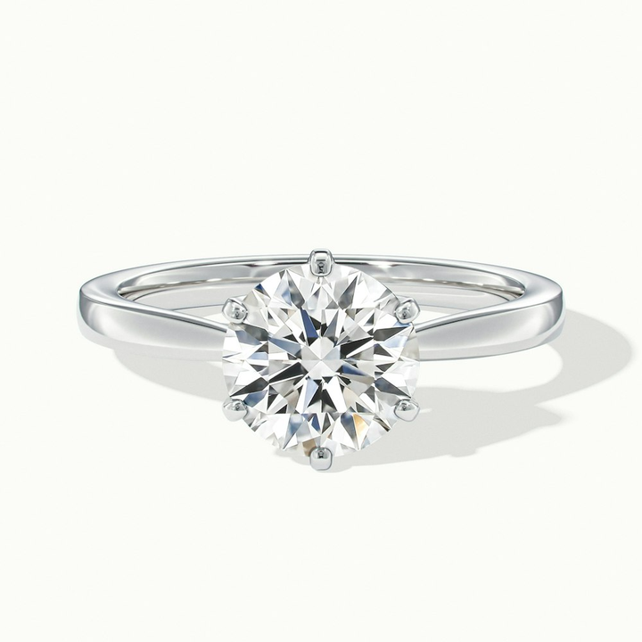 Elle 1 Carat Round Solitaire Moissanite Engagement Ring in 14k White Gold