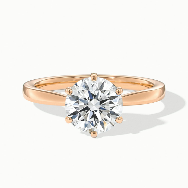 Amy 2 Carat Round Solitaire Lab Grown Diamond Ring in 14k Rose Gold