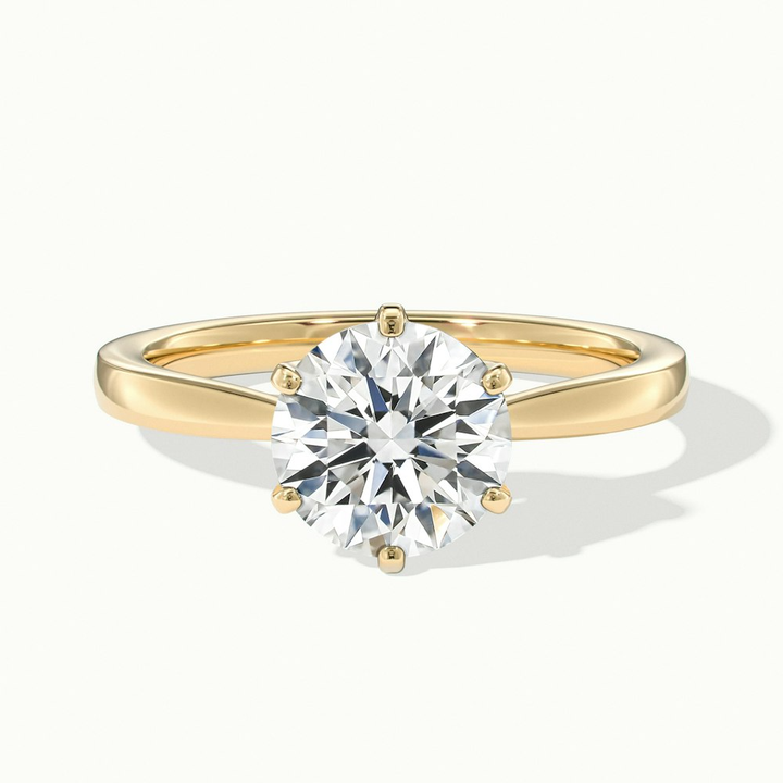 Amy 3 Carat Round Solitaire Lab Grown Diamond Ring in 10k Yellow Gold