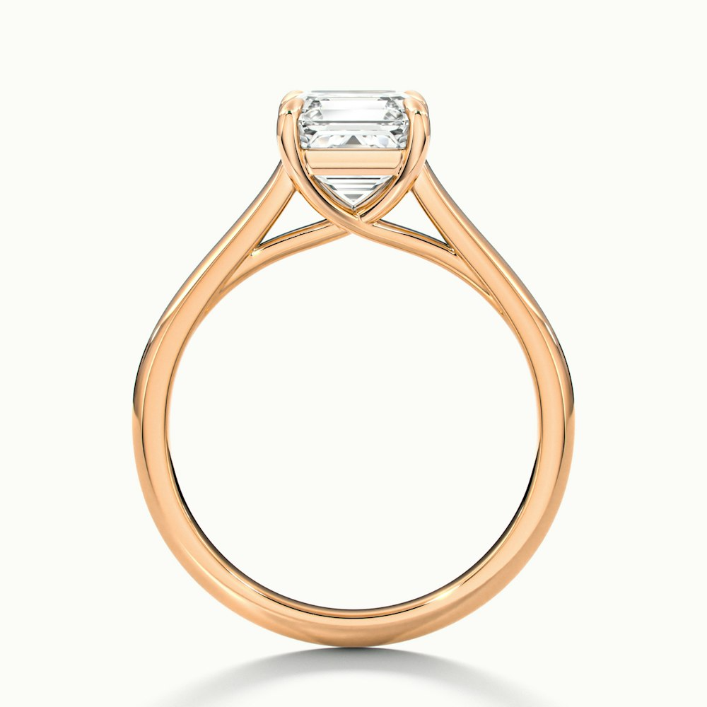April 2 Carat Asscher Cut Solitaire Lab Grown Diamond Ring in 14k Rose Gold