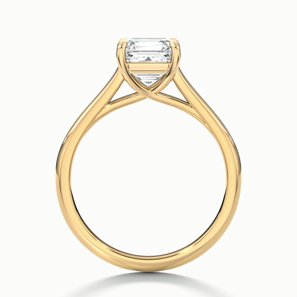 Ada 1 Carat Asscher Cut Solitaire Moissanite Engagement Ring in 10k Yellow Gold