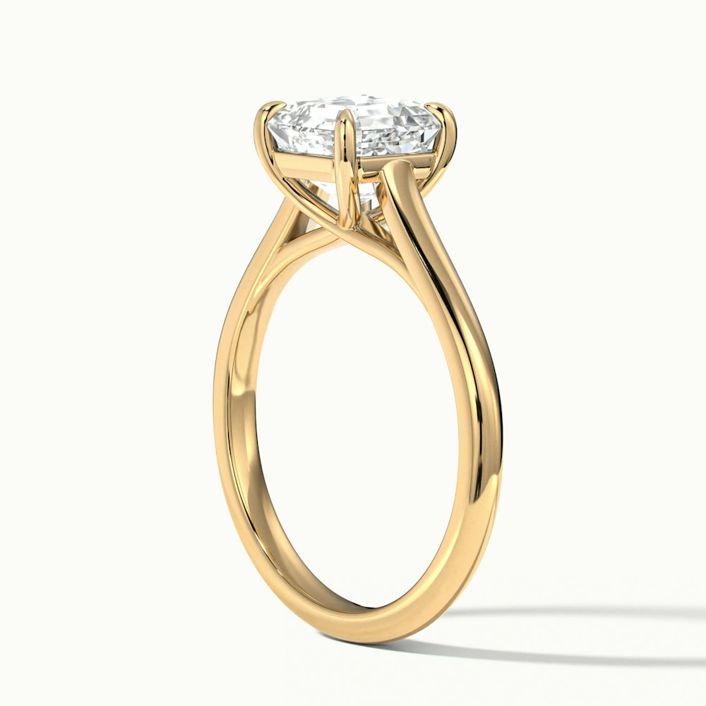 Ada 3 Carat Asscher Cut Solitaire Moissanite Engagement Ring in 10k Yellow Gold