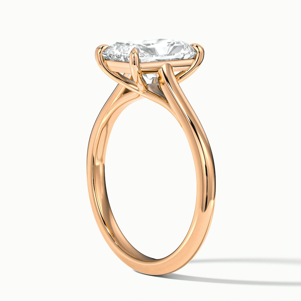 Alia 3 Carat Radiant Cut Solitaire Moissanite Engagement Ring in 14k Rose Gold