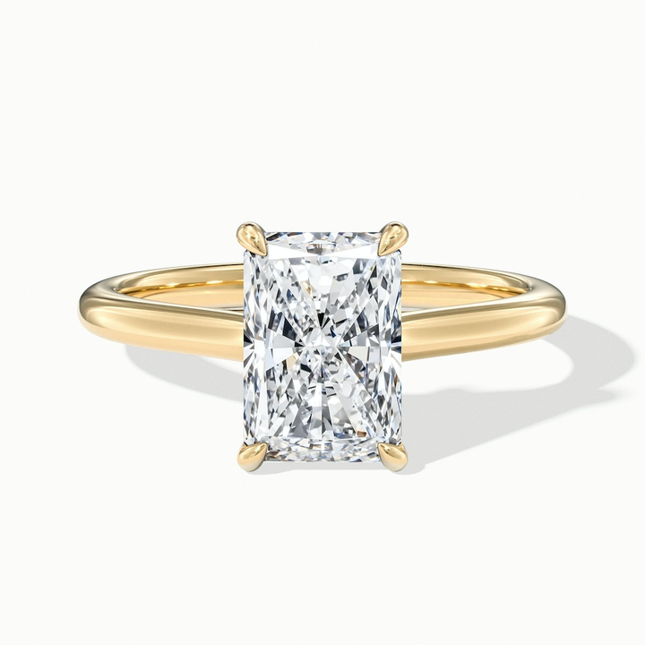 Daisy 3 Carat Radiant Cut Solitaire Lab Grown Diamond Ring in 18k Yellow Gold