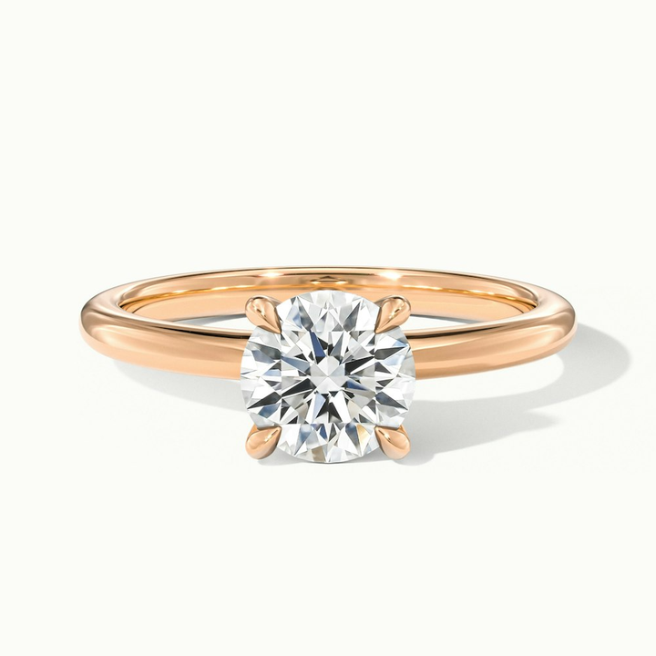 Diana 3 Carat Round Solitaire Lab Grown Diamond Ring in 10k Rose Gold